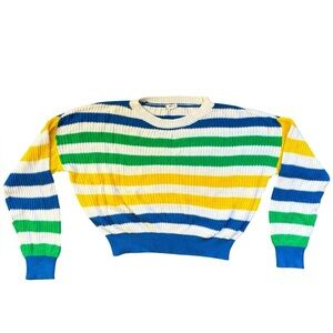 2/$15 Garage Multicolor Striped Cropped Sweater Small